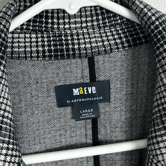 Anthropologie Maeve Collegiate Plaid Blazer Jacket Womens Size Large Grey Black - Picture 4 of 15